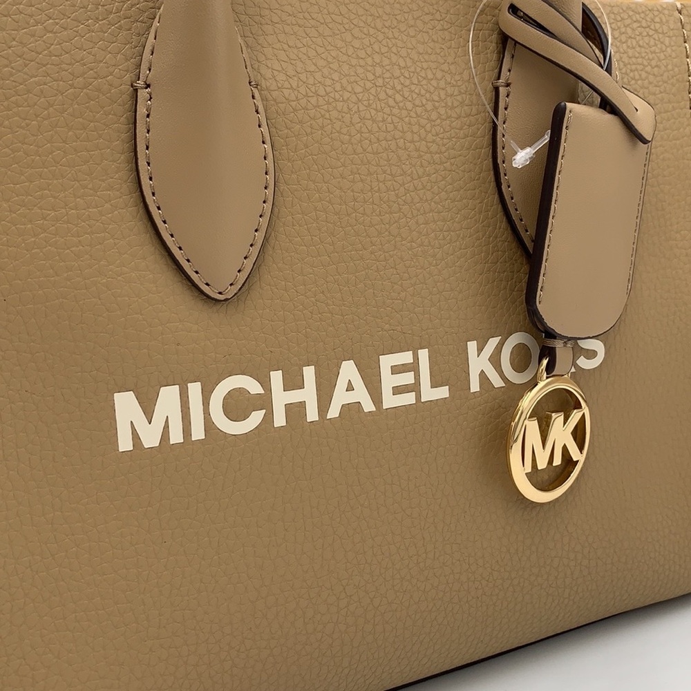 Michael Kors Mirella Small Pebbled Leather Crossbody Top Zip XBODY Bag Camel NWT - Picture 9 of 16